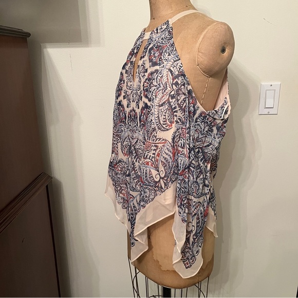 NWT BCBGMaxazria Paisley Cold Shoulder Silk “Jax” Top - Picture 4 of 7